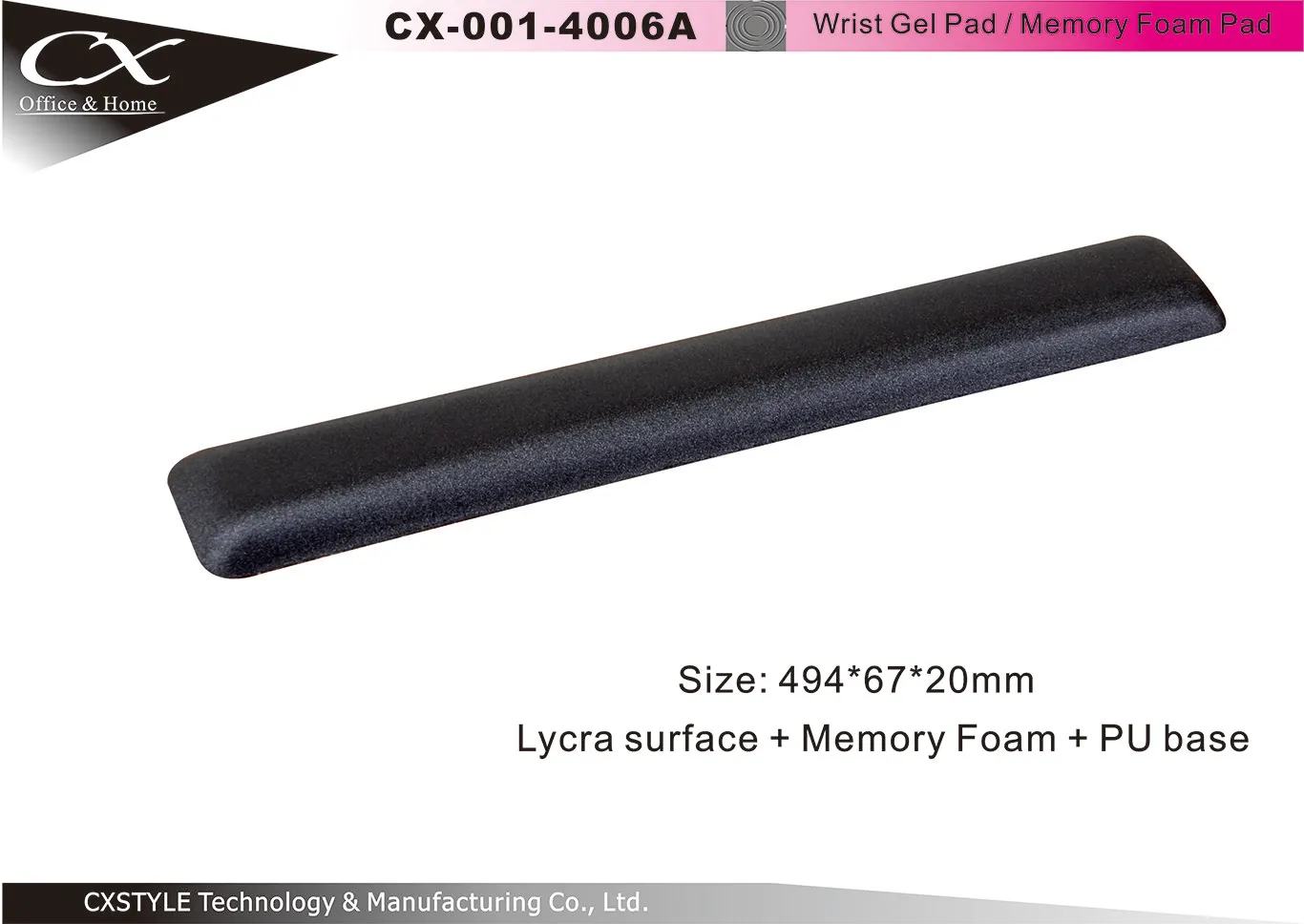 Keyboard GEL pad, Lycra Memory Foam pad, PU GEL pad Taiwan 4006A