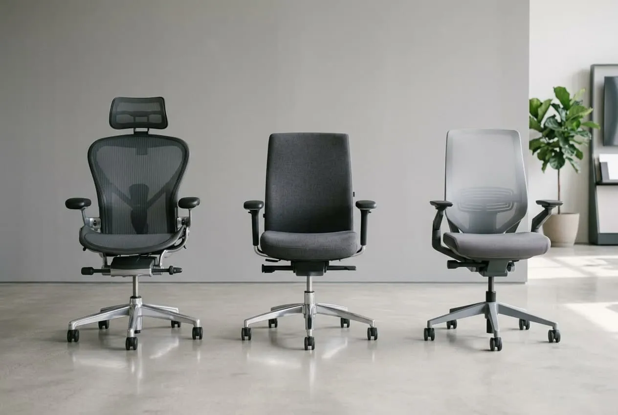 Three office chairs lined up side by side, representing the choice between sourcing regions
